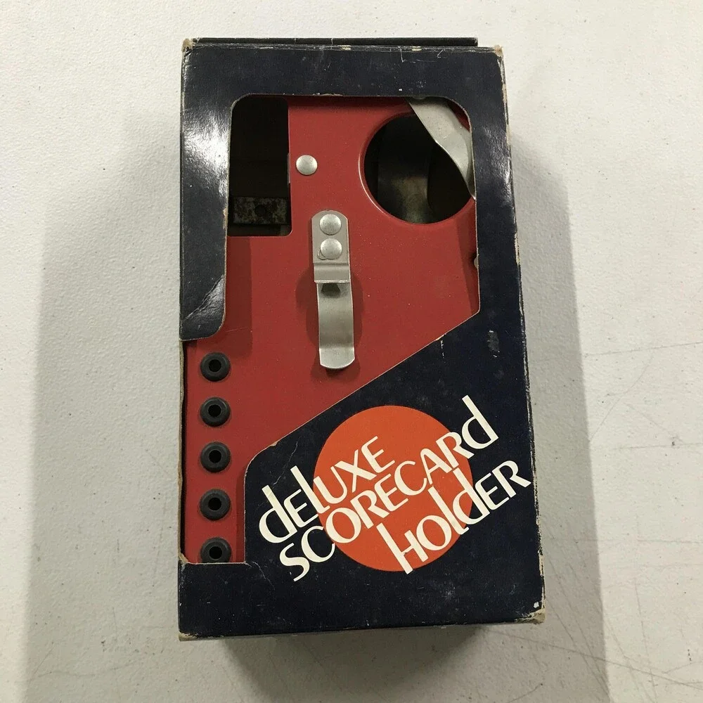 Vintage Ajay Deluxe Scorecard Holder Red Metal Plastic Golf Cart 20740 USA